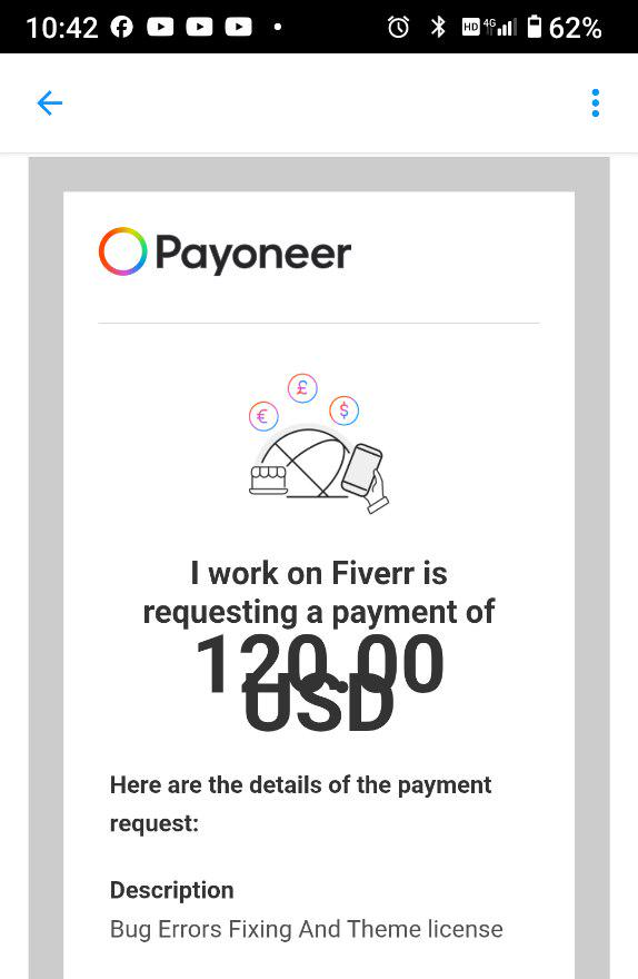 Scammer using Payoneer claiming to work on Fiverr