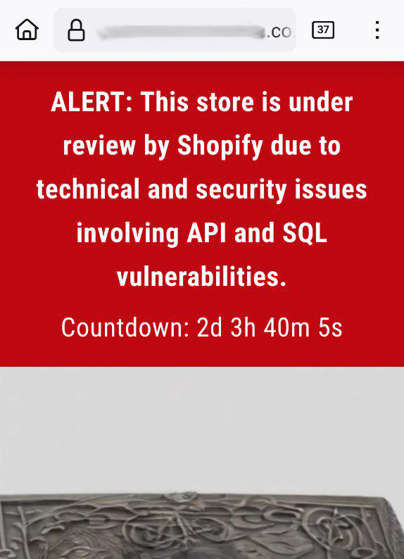 Scam warning banner on mobile