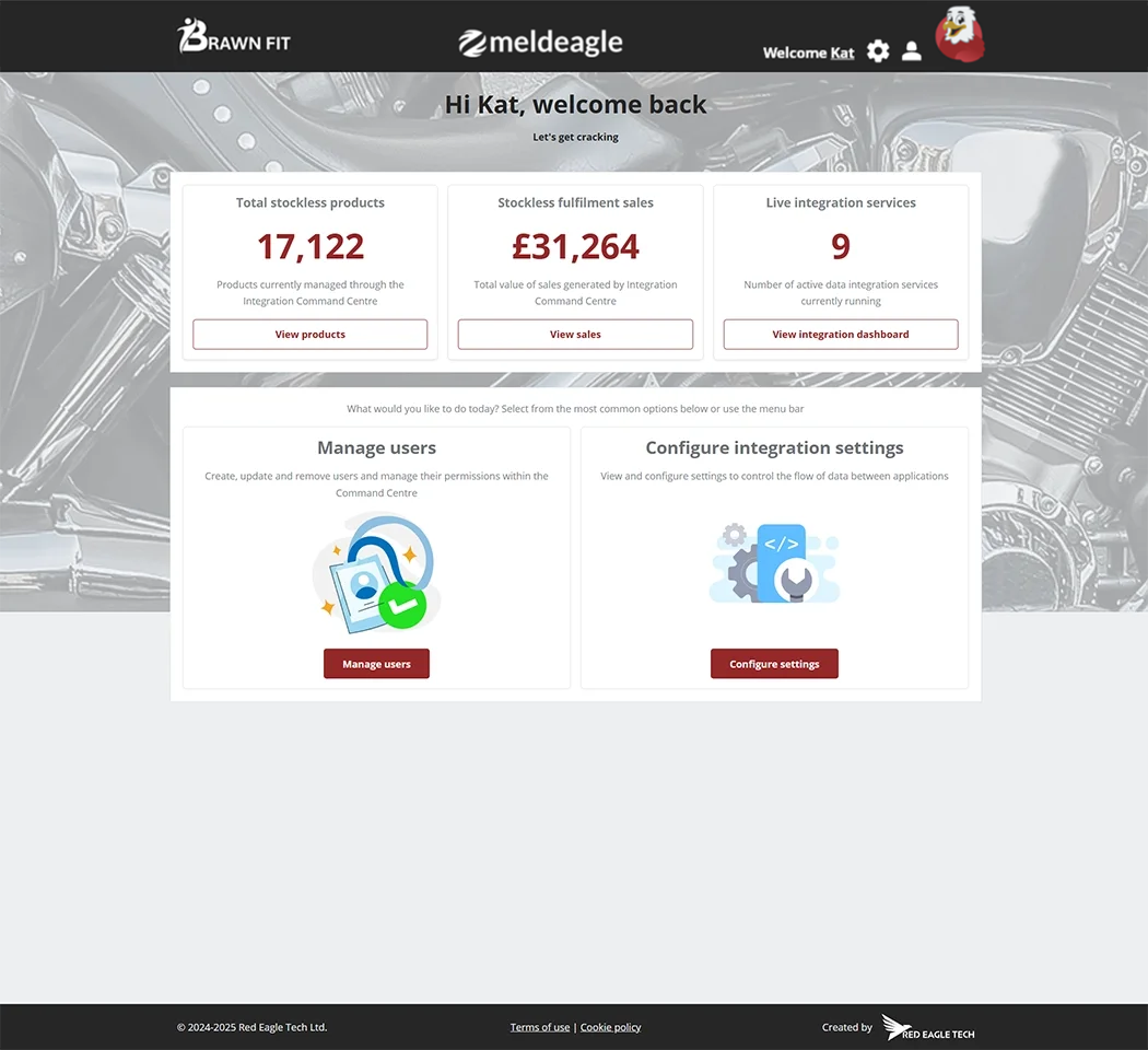 Meldeagle dashboard showing Shopify bulk product automation
